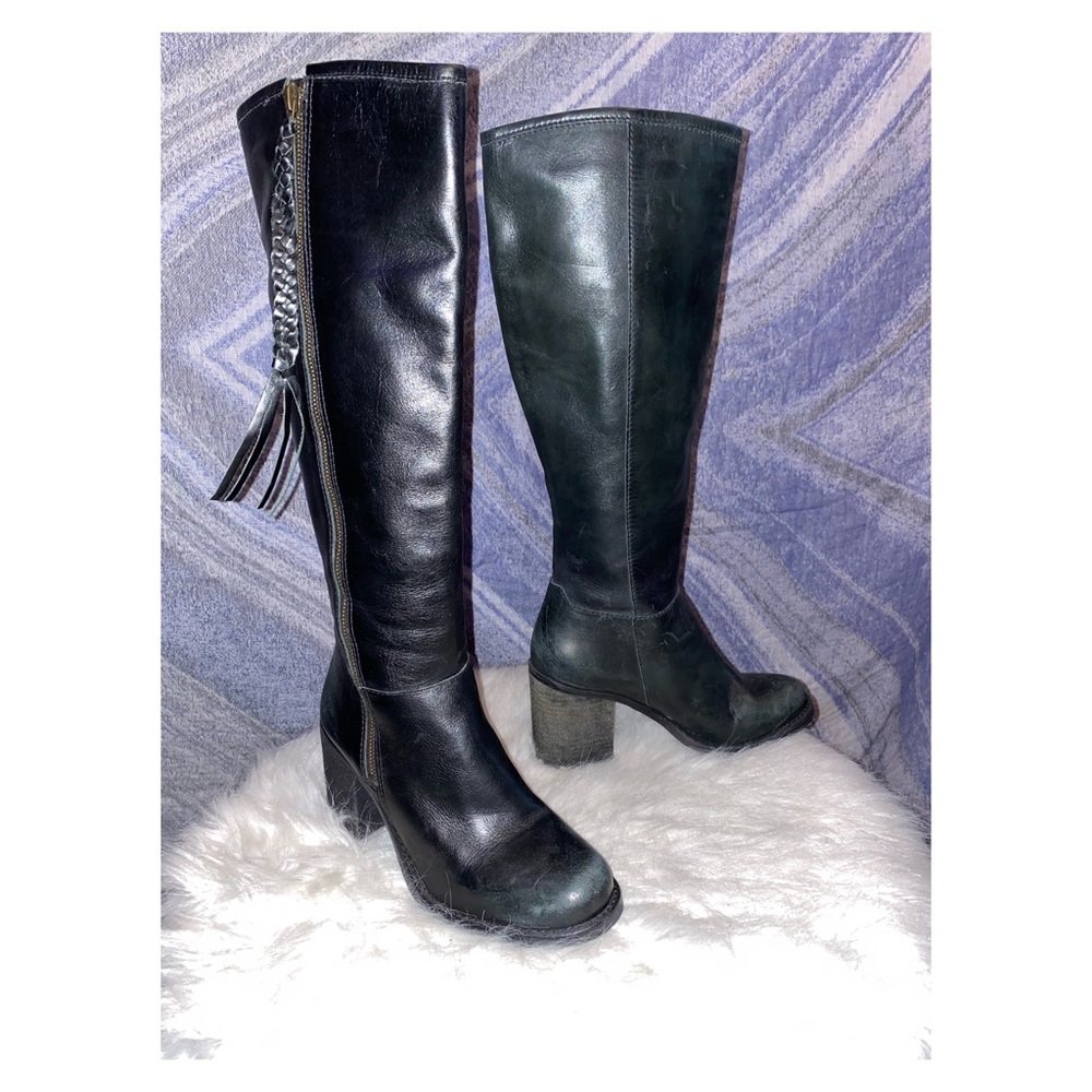 STEVEN by Steve Madden Black Leather Boots